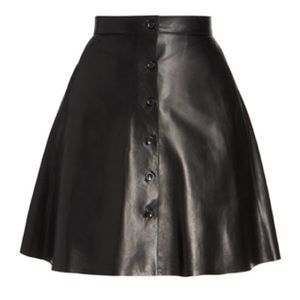 ALAÏA
Leather Button-front Skirt